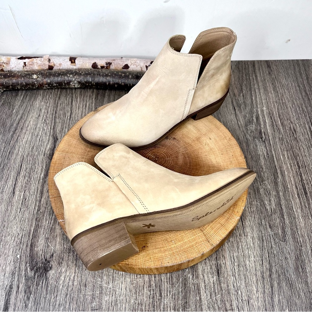 NWOB Splendid | Hamptyn Tan Distress Nubuck Leather Ankle Boots Size 8M - Picture 10 of 16